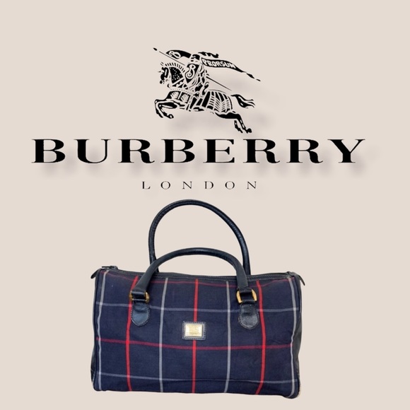 Burberry Handbags - BURBERRY Vintage Navy Blue Plaid Bag